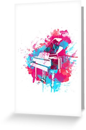 277x415 Watercolor Piano Greeting Cards By Nicomari Redbubble - Watercolor Piano