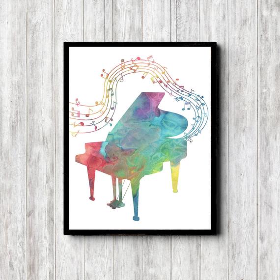 570x570 Watercolor Piano Music Printable Art Gift For Pianist Etsy - Watercolor Piano
