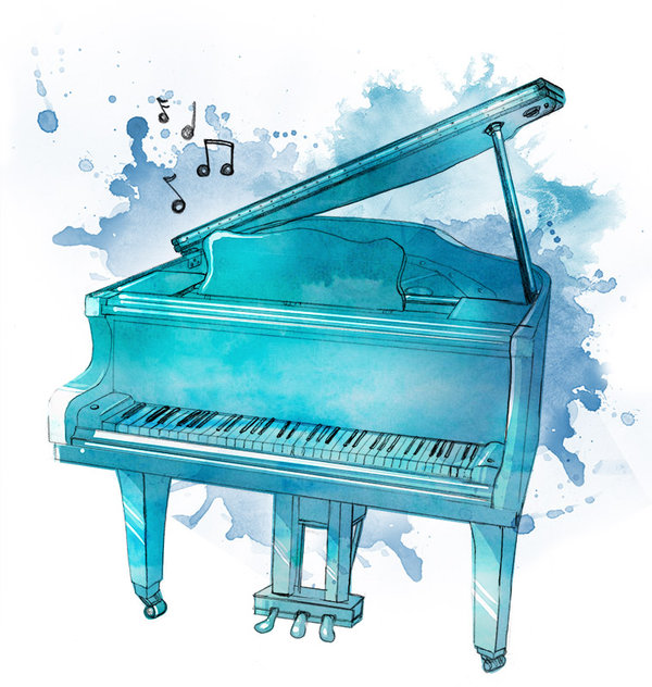 600x632 Watercolor Piano By Fishmas - Watercolor Piano