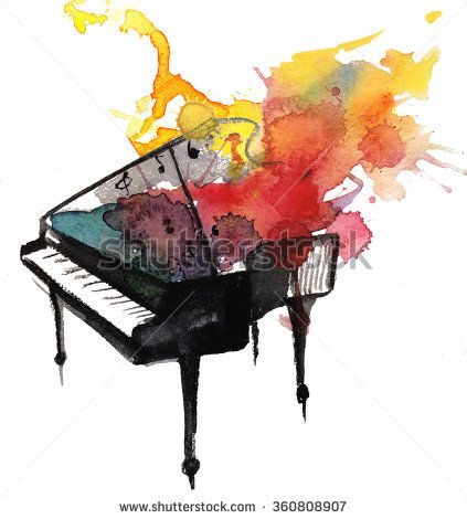 423x470 Watercolor Piano Music - Watercolor Piano