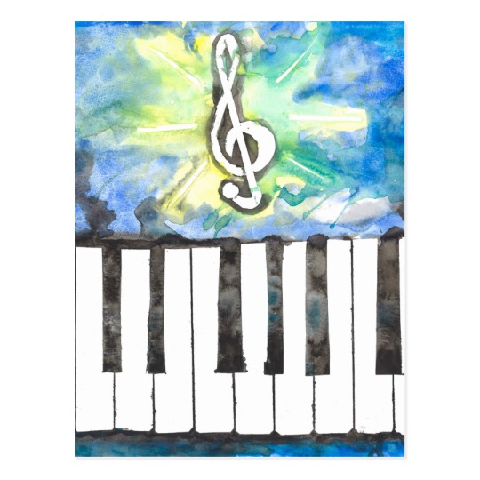 540x540 Piano Watercolor Postcard - Watercolor Piano