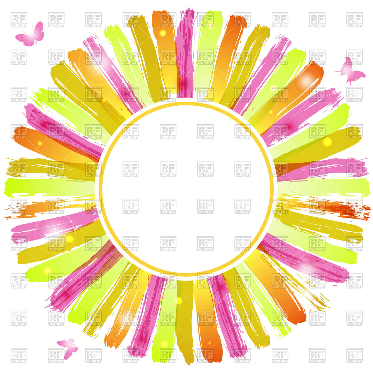 1200x1200 Summer Round Watercolor Frame With Butterflies Vector Image - Watercolor Picture Frames