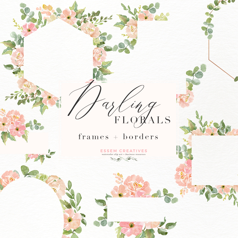 1000x1000 Watercolor Flower Border Clipart, Romantic Blush Peony Floral - Watercolor Picture Frames