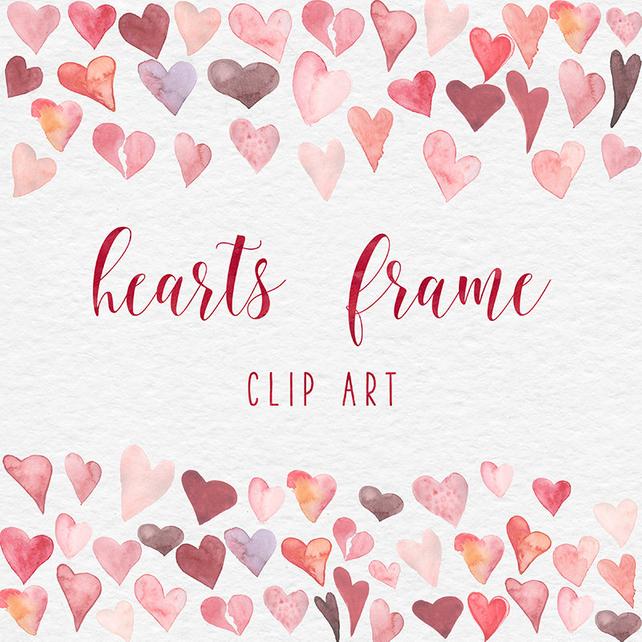 642x642 Watercolor Frames Watercolor Hearts Frame Clipart Valentine Etsy - Watercolor Picture Frames