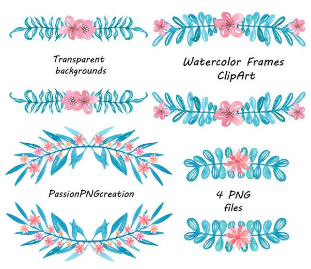 642x556 Watercolor Frames Clipart Laurel Wreath Png Watercolor Clip Etsy - Watercolor Picture Frames