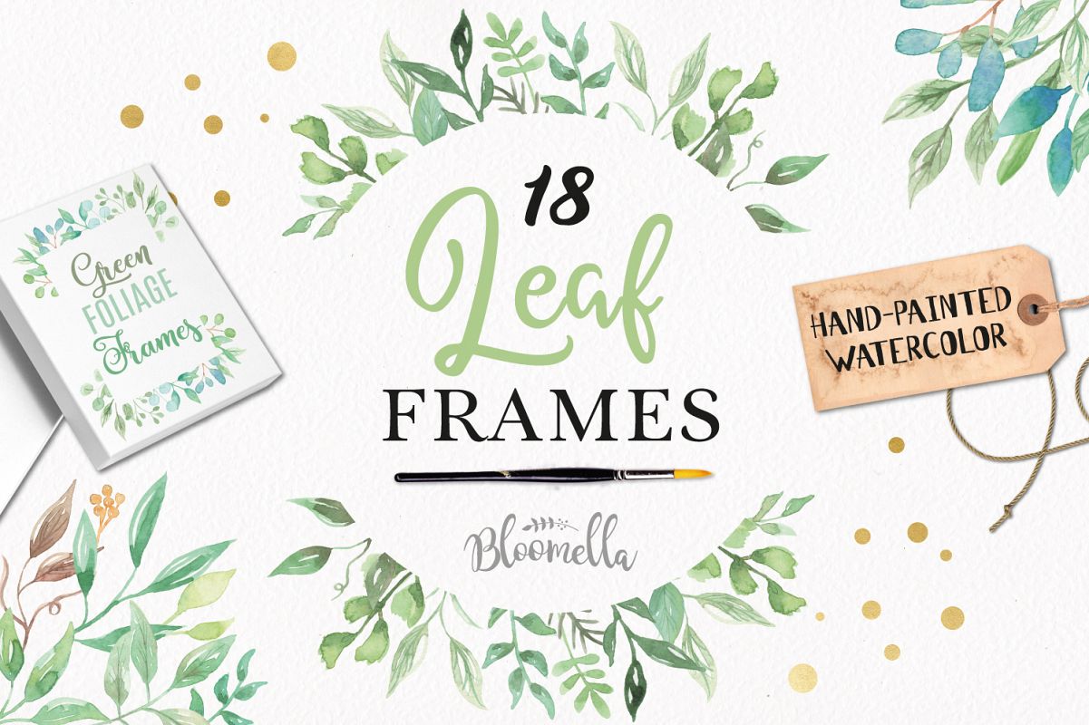 1201x800 Watercolor Leaf Frames Green Leaf Clipart Borders - Watercolor Picture Frames