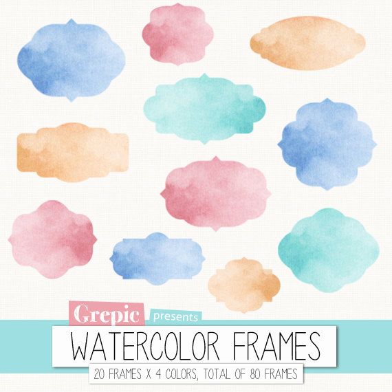 570x570 Watercolor Frame Clipart Digital Frames Watercolor By Grepic - Watercolor Picture Frames