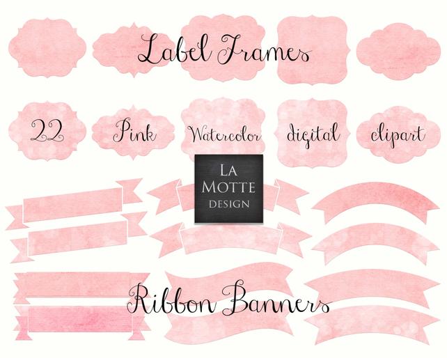 642x514 Digital Pink Watercolor Frames Clipart Pink Watercolor Png Etsy - Watercolor Picture Frames