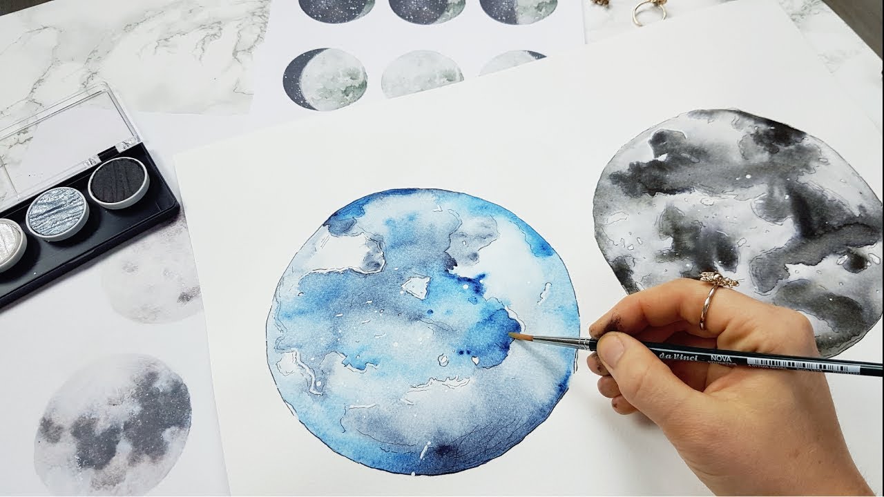 1280x720 How To Paint A Moon With Watercolors Watercolor For Beginners - Watercolor Pictures