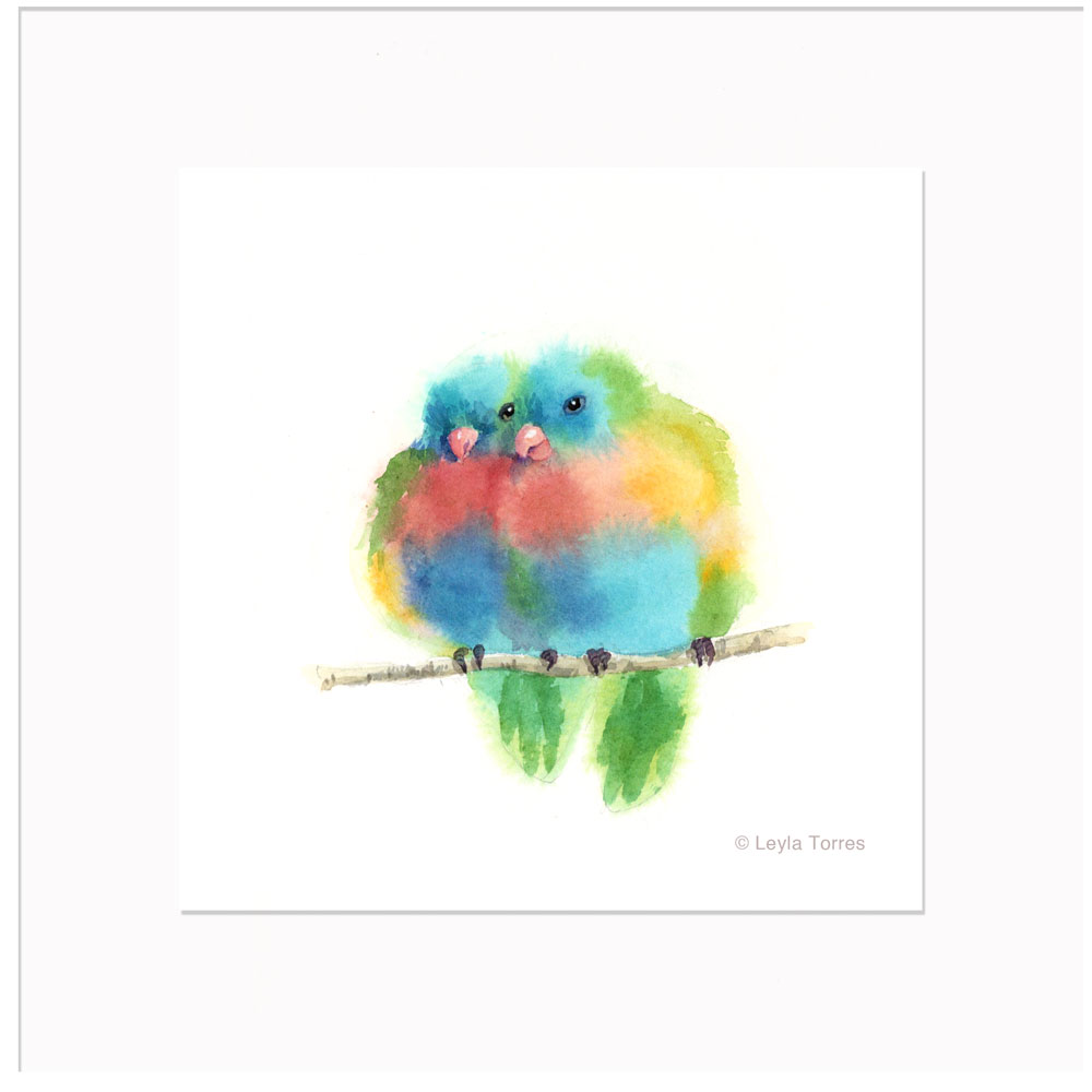 1000x1000 Love Birds Watercolor Art For Sale - Watercolor Pictures Of Birds