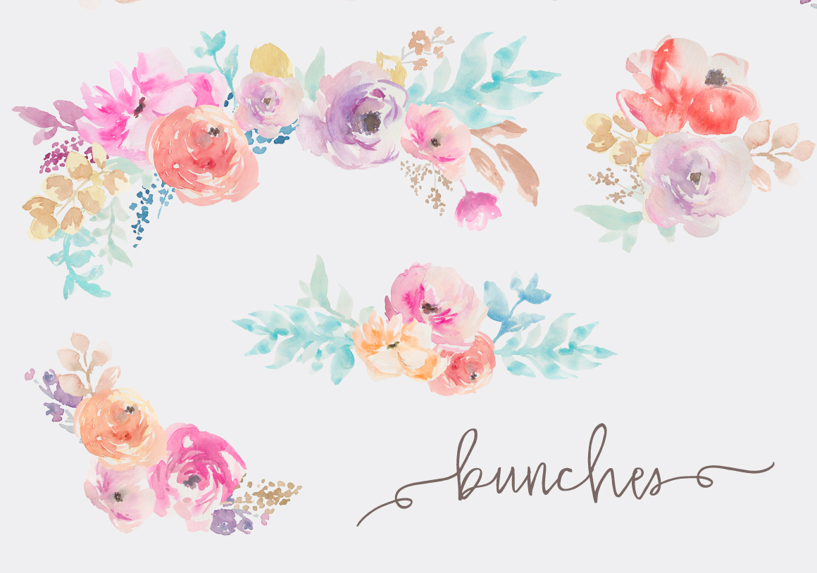 1160x814 Watercolor Flowers Clip Art By Angie Makes - Watercolor Pictures Of Flowers