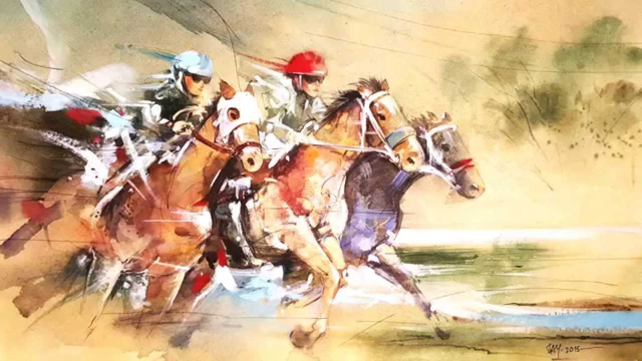 1280x720 Horse Racing - Watercolor Pictures Of Horses
