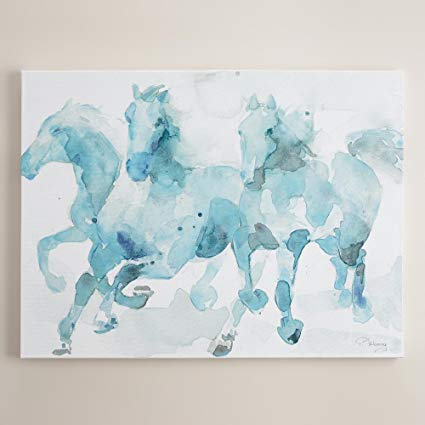 425x425 Watercolor Horses By Paul Valencay40w X 1.5d X 30h, 3 Lbs - Watercolor Pictures Of Horses