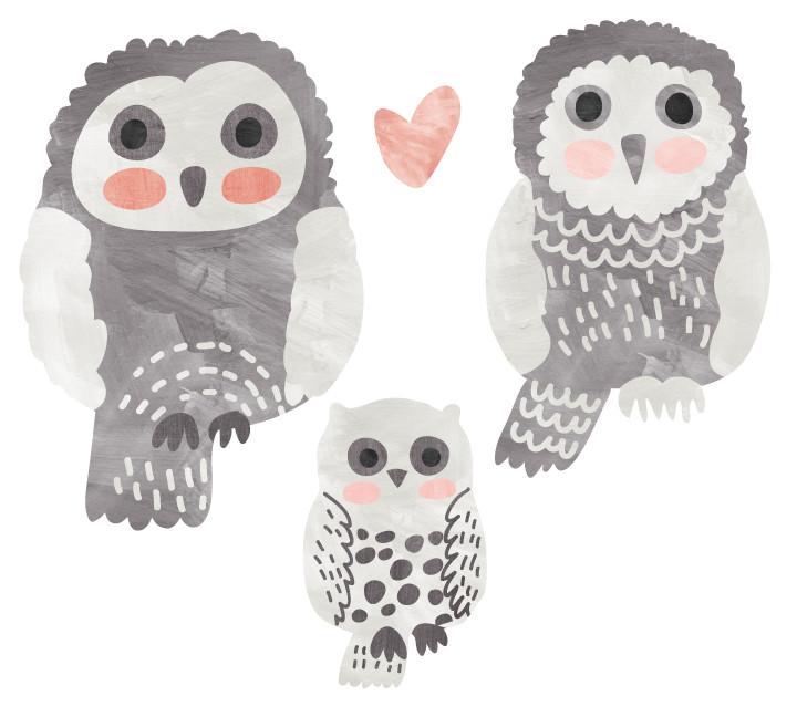 720x648 Owl Wall Decals - Watercolor Pictures Of Owls