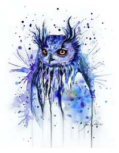 236x302 Print Of Original Watercolor Painting, Titled Oscar The Owl By - Watercolor Pictures Of Owls