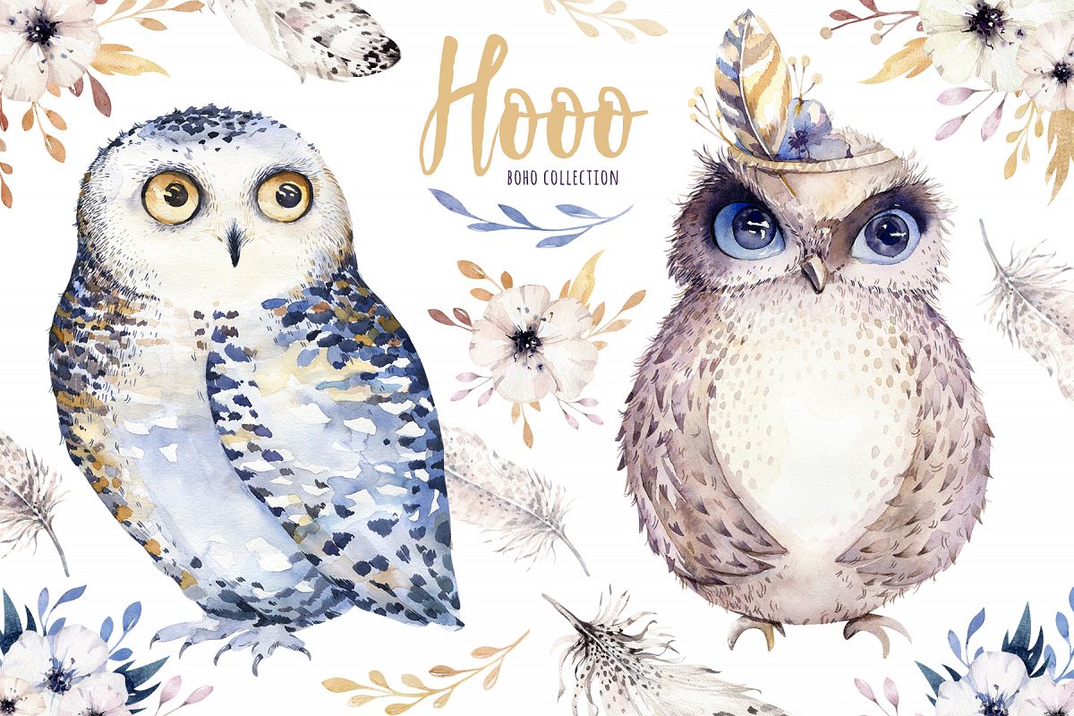 1200x800 Watercolor Cute Owls - Watercolor Pictures Of Owls