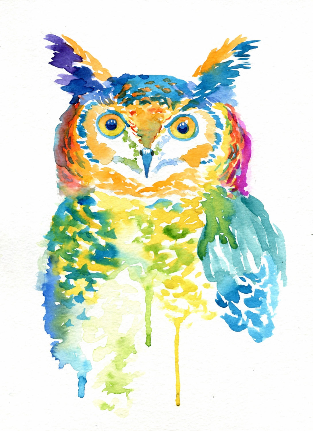 1090x1500 Colorful Owl Art - Watercolor Pictures Of Owls