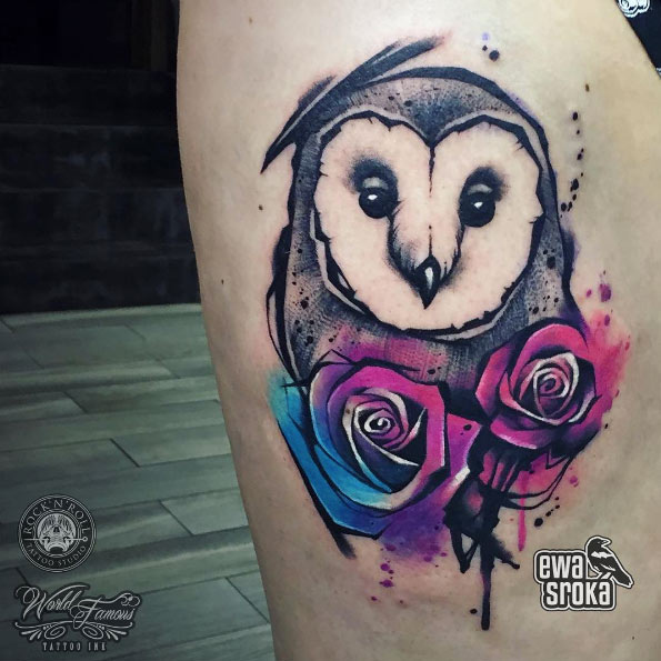 595x595 60 Owl Tattoo Design Ideas With Watercolor, Dotwork, And Linework - Watercolor Pictures Of Owls