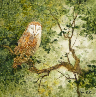 400x404 Barn Owl Watercolor Painting Floy Zittin Watercolors - Watercolor Pictures Of Owls