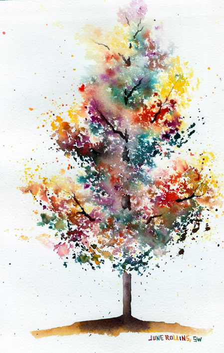 449x705 The Triad Tree June Rollins Art - Watercolor Pictures Of Trees