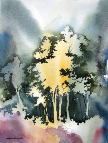 375x496 Saatchi Art Little Aspen Grove Ii - Watercolor Pictures To Copy