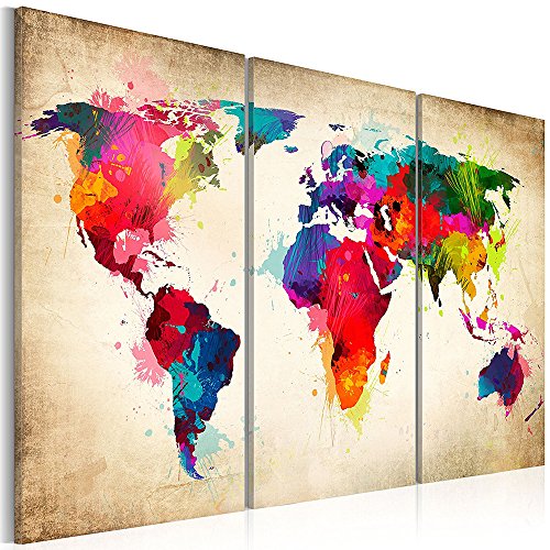 500x500 Goupsky Watercolor World Map Wall Art Poster Colorful Red And Blue - Watercolor Pieces