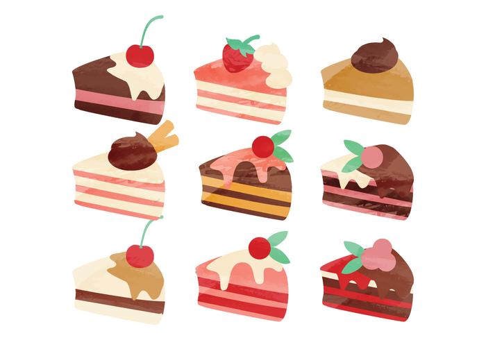 700x490 Vector Watercolor Pieces Of Cake - Watercolor Pieces