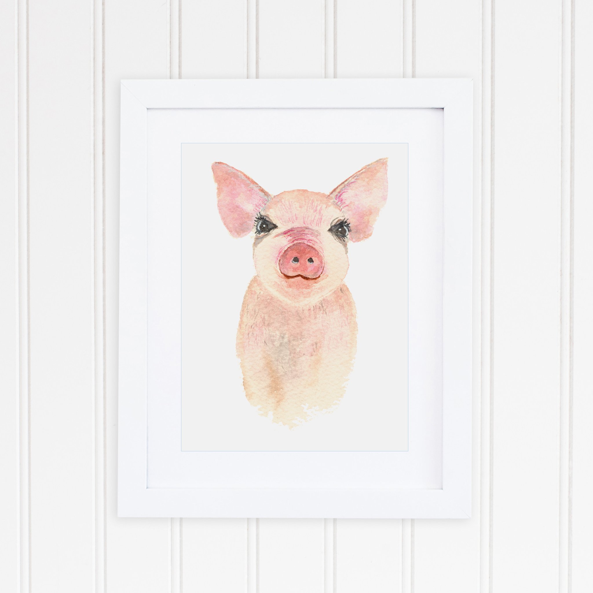 2048x2048 Pig Art Print - Watercolor Pig