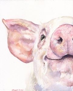 240x300 Pig Watercolor Print Of The Original Watercolor Painting Happy - Watercolor Pig