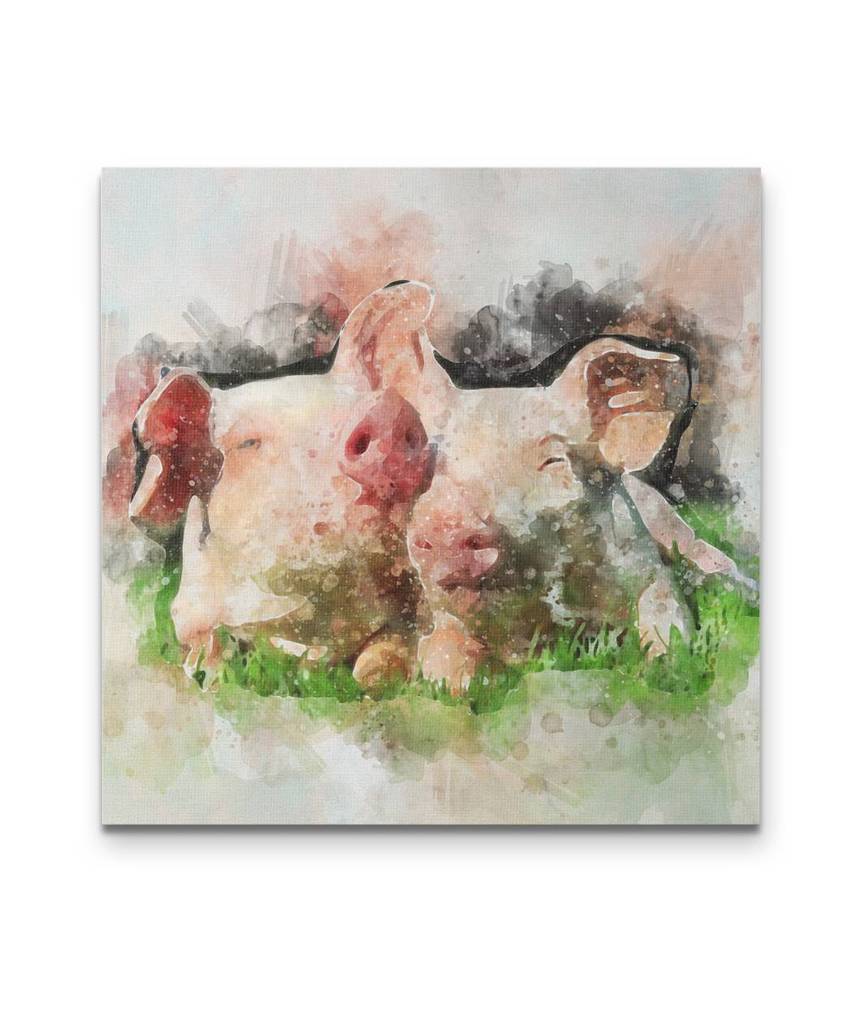 861x1023 Watercolor Pig Canvass Barnyard Bliss - Watercolor Pig