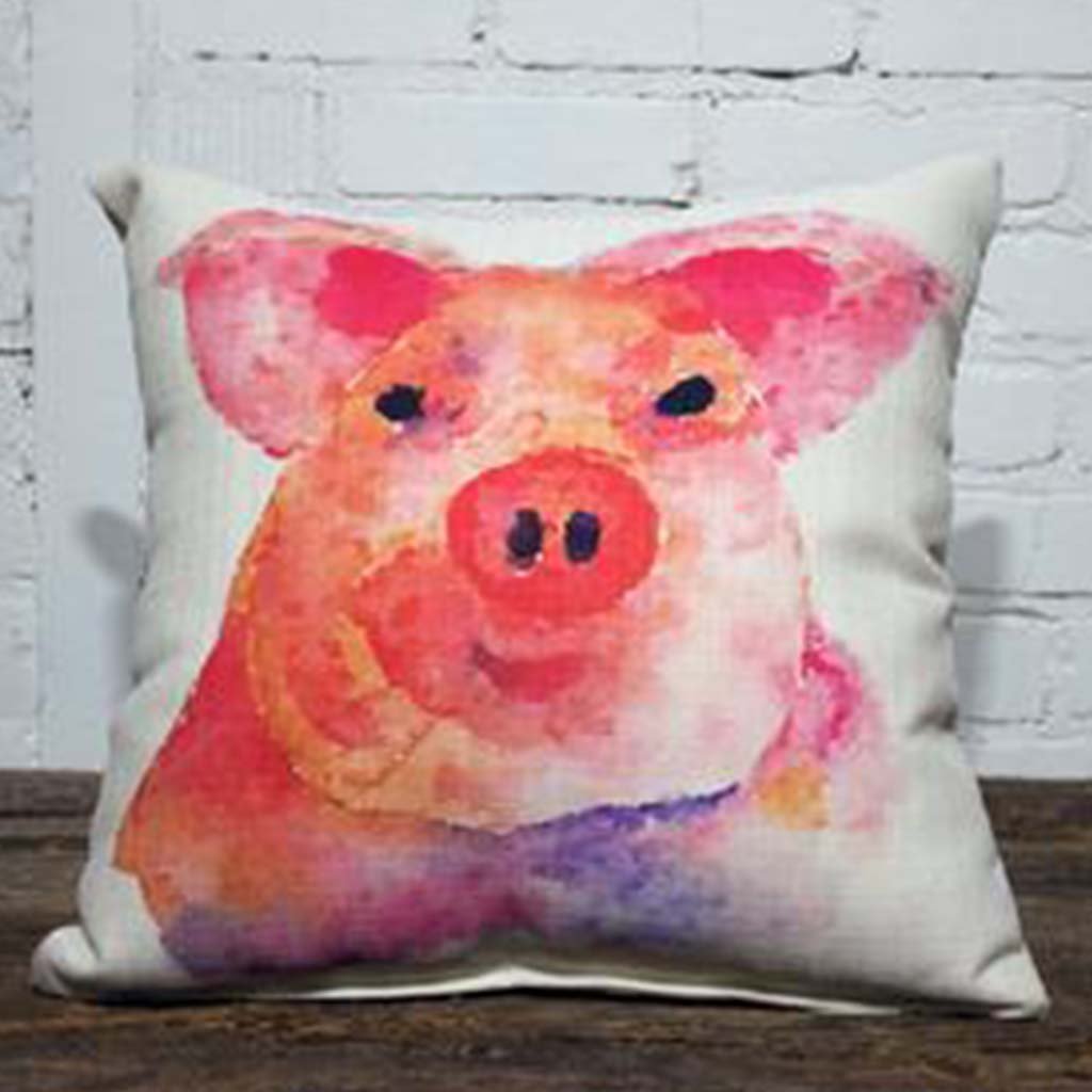 1024x1024 Watercolor Pig Square Pillow Ms Made Foods, Gifts And Home Decor - Watercolor Pig