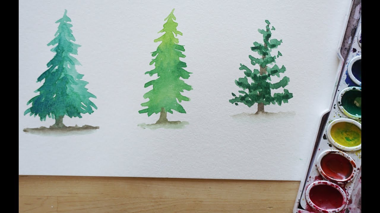 1280x720 3 Ways To Paint A Pine Tree With Watercolor - Watercolor Pine