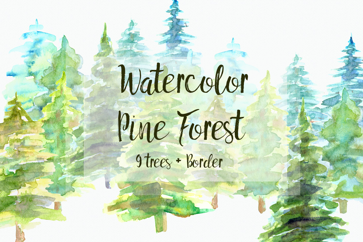 1158x772 Watercolor Pine Trees Clip Art - Watercolor Pine