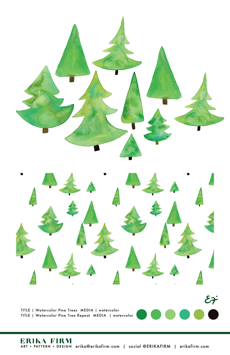 792x1224 Watercolor Pine Trees Erika Firm - Watercolor Pine