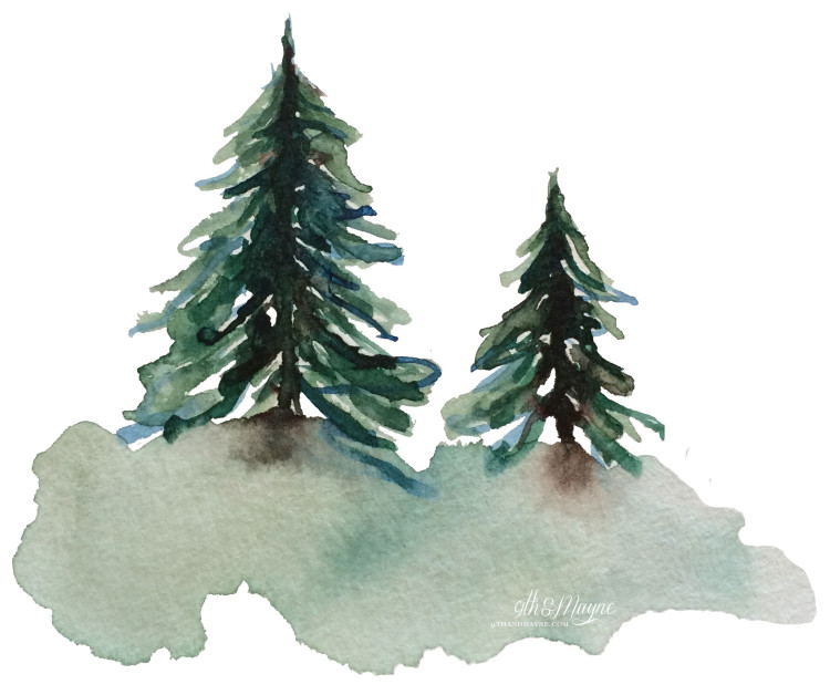 750x628 Watercolor Trees Part 2 - Watercolor Pine