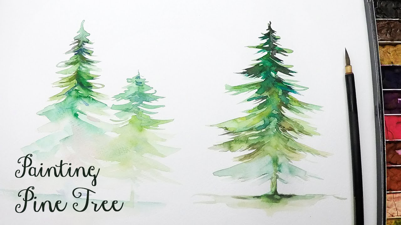 1280x720 Lvl3] How To Paint A Pine Tree In Watercolor - Watercolor Pine