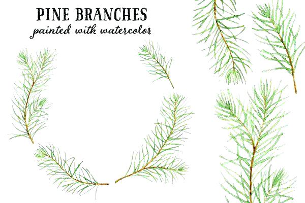 600x400 Tree Branch Clip Art Pine Watercolor Branches Clipart Black And - Watercolor Pine Branch
