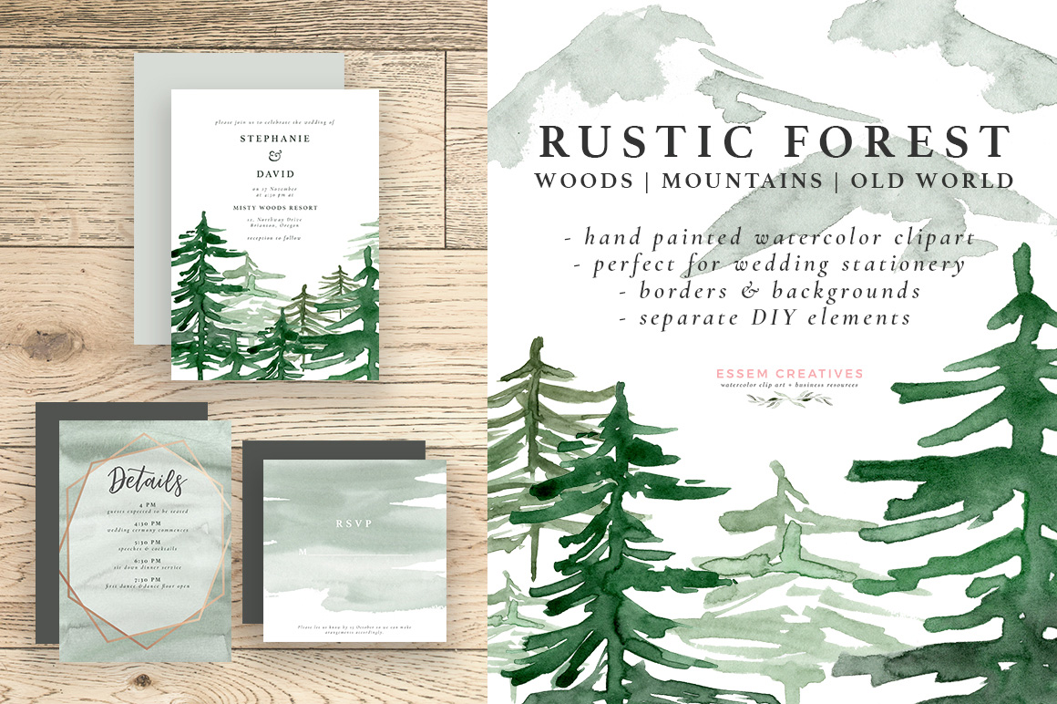 1160x772 Rustic Forest Watercolor Backgrounds, Geometric Rose Gold Wedding - Watercolor Pine Tree