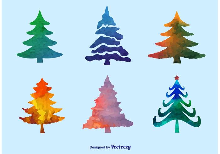 700x490 Watercolor Pine Tree Vectors - Watercolor Pine Tree