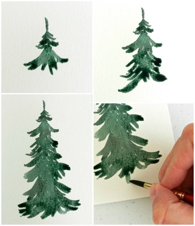 650x754 Watercolor Pine Trees Tutorial How To Paint A Wintery Forestscape - Watercolor Pine Tree