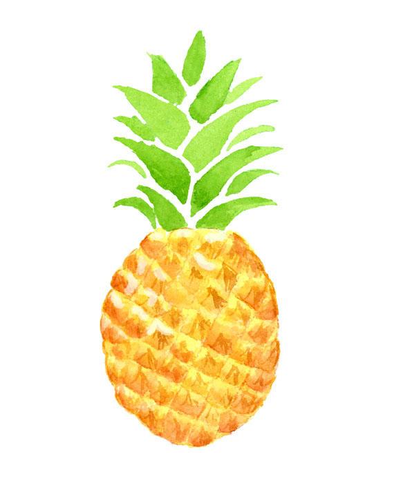 570x713 Watercolor Pineapple Clipart Tropical Summer Fruit Exotic Etsy - Watercolor Pineapple