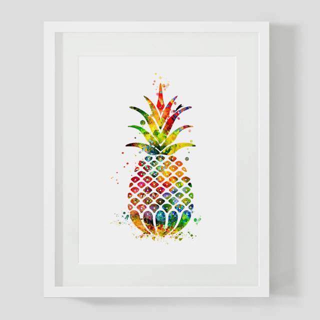 640x640 Watercolor Pineapple Wall Art Print Warmth Nursey Home Decor - Watercolor Pineapple