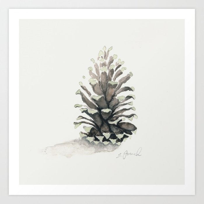 700x700 Pinecone Watercolor Art Print By Emilyartzfrench Society6 - Watercolor Pinecone