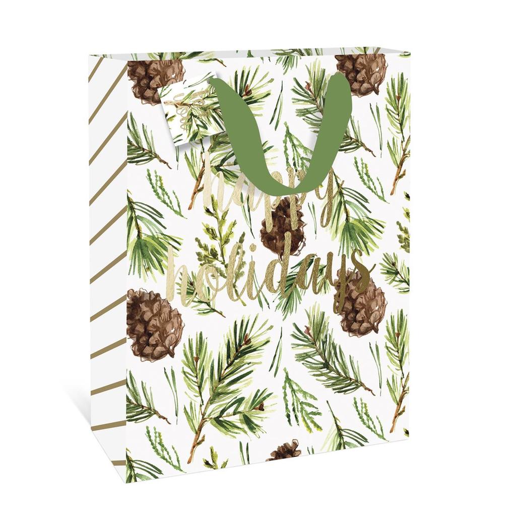 1024x1024 Watercolor Pinecones Large Gift Bag Paper Luxe - Watercolor Pinecone