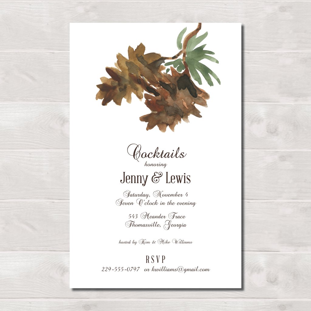 1024x1024 Party Invitation, Watercolor Pinecone, A2230 The Polka Dot Press - Watercolor Pinecone