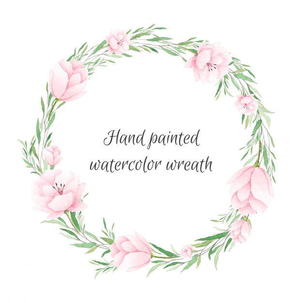 626x626 Tender Watercolor Wreath With Pastel Pink Flowers Vector Premium - Watercolor Pink Flowers