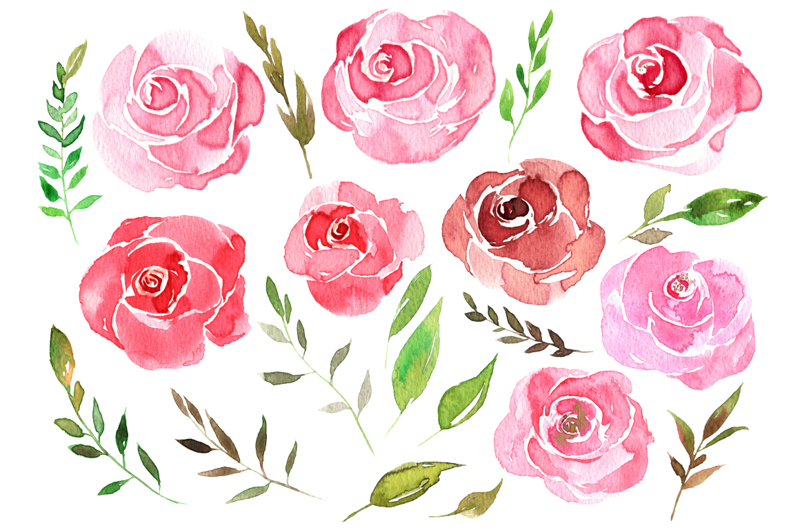 1160x772 Watercolor Pink Roses And Leaves - Watercolor Pink Flowers