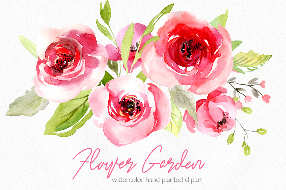 950x632 Watercolor Pink Roses Flowers Leaves Png - Watercolor Pink Flowers