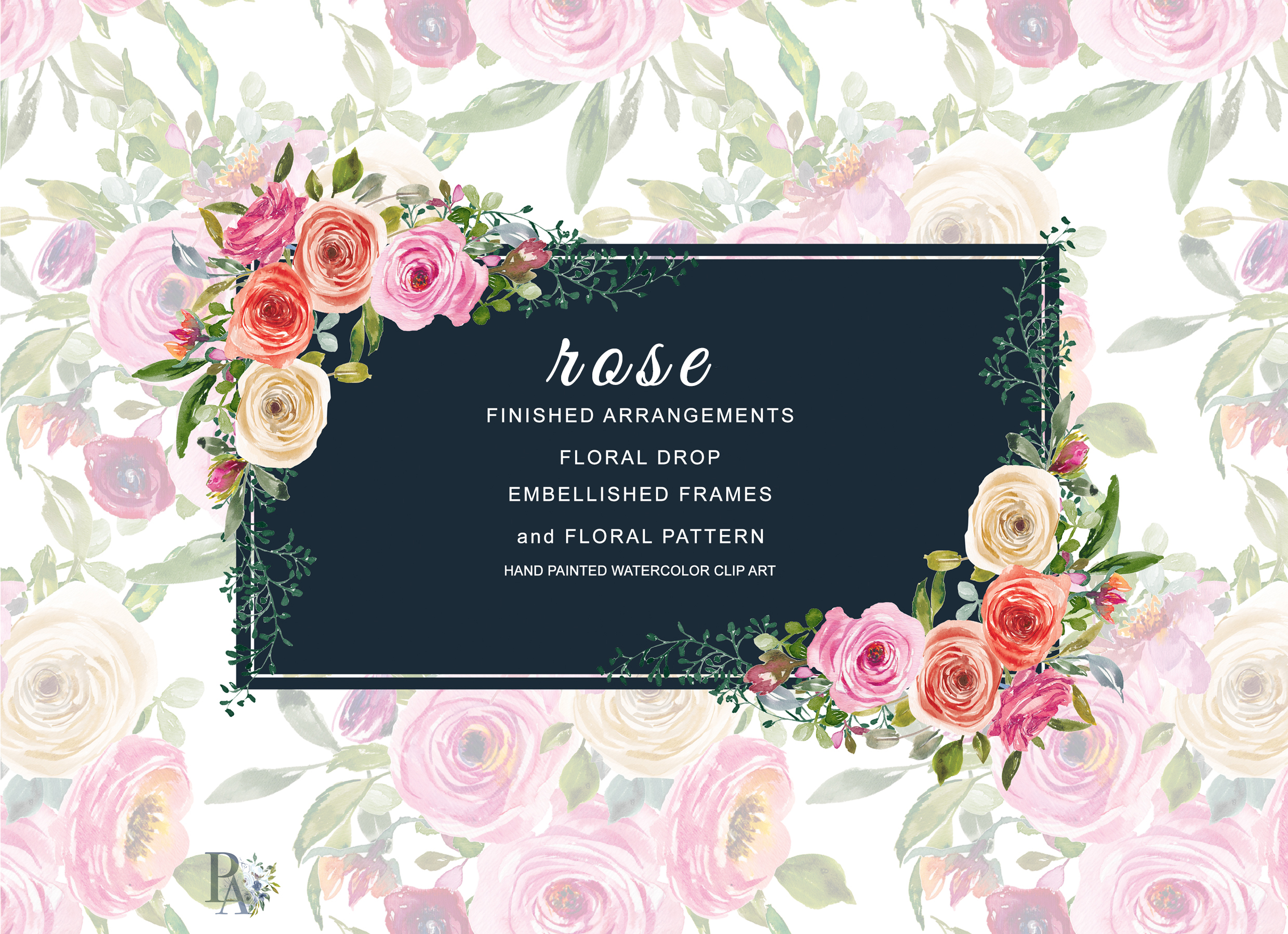 2479x1798 Watercolor Peach And Pink Roses Arrangement Clipart - Watercolor Pink Roses