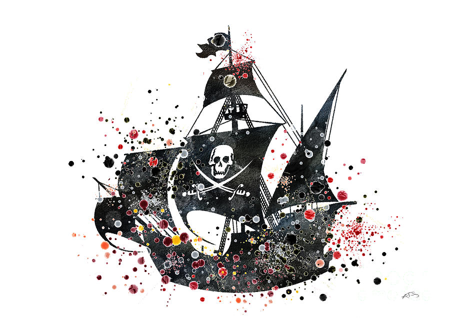 900x636 Pirate Ship Watercolor Digital Art By Svetla Tancheva - Watercolor Pirate Ship